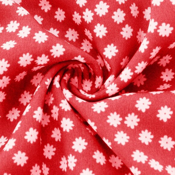 Red Print Dress with Square Neckline - Picture 4 of 4